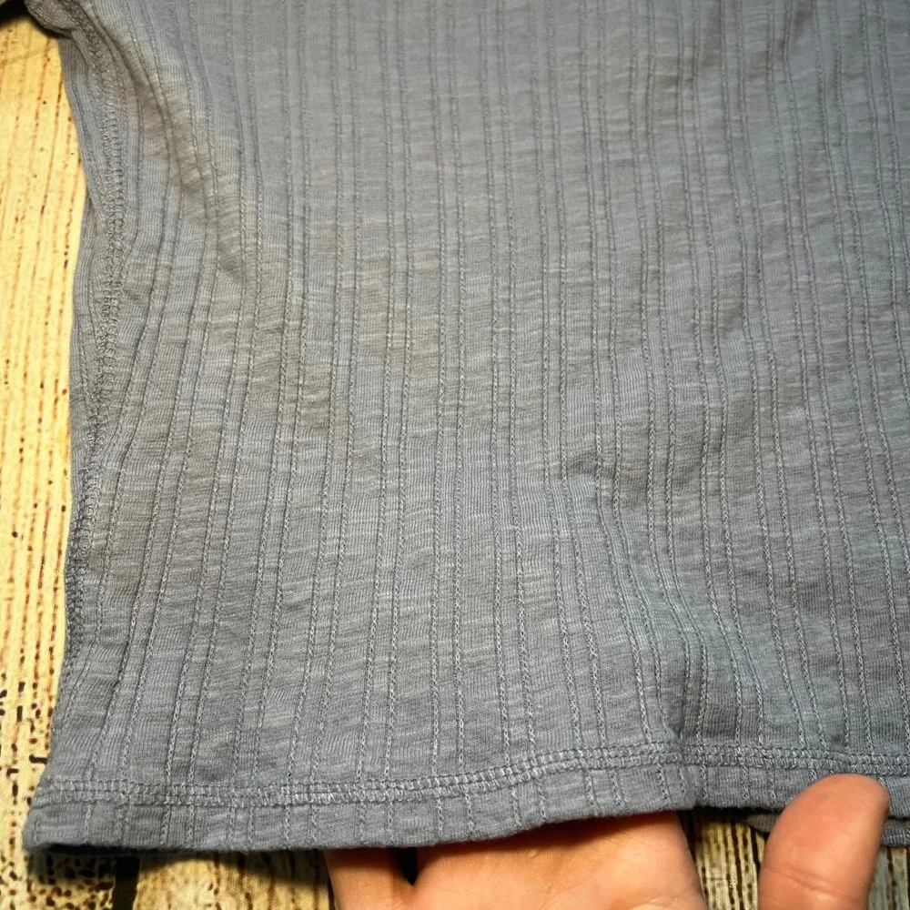 Aeropostale Seriously Soft Ribbed Henley Crop Top Long Sleeve Womens M Blue Slim